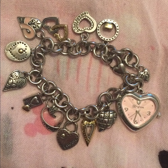 💖 BRIGHTON BREAST CANCER CHARM BRACELET WATCH 💖