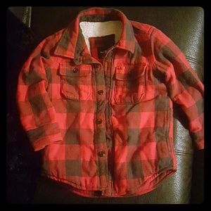 Gap Kids Red Buffalo Plaid Shirt Jacket Sherpa Fle