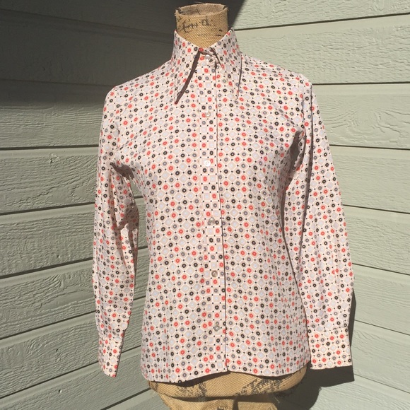 Vintage Floral Button Up Long Collar Blouse
