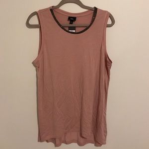 Pink tank top with embellished neckline