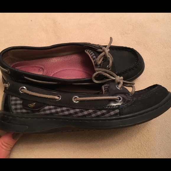 Black and grey gingham Sperry Top-Siders