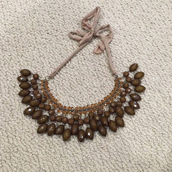 Brown Beaded Statement Necklace