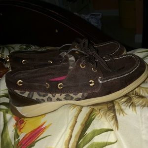 Woman Sperry size 6 with leopard print