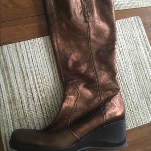 Bronze leather boots sz 10