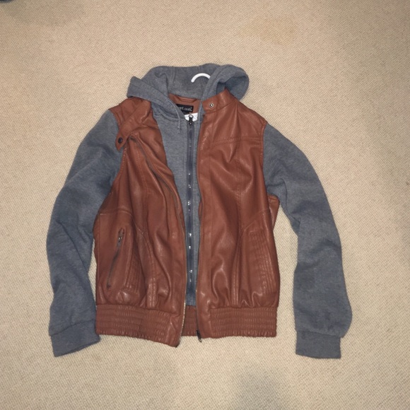 HOODED BROWN LEATHER JACKET