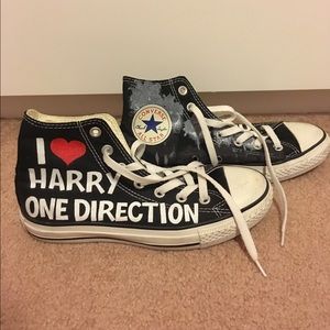 Painted black high top 1D converse