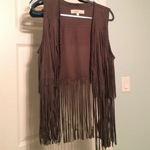 Brown suede fringe vest