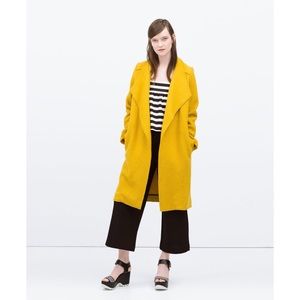Zara Parka Wool Mustard Wrap Oversized Coat