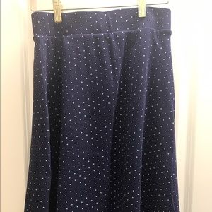Lands End Below KneeBlue PolkaDot Skirt-Sz XS