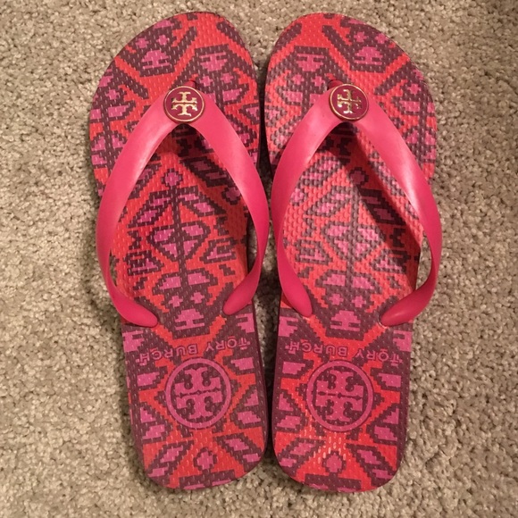Tory Burch patterned flip flops