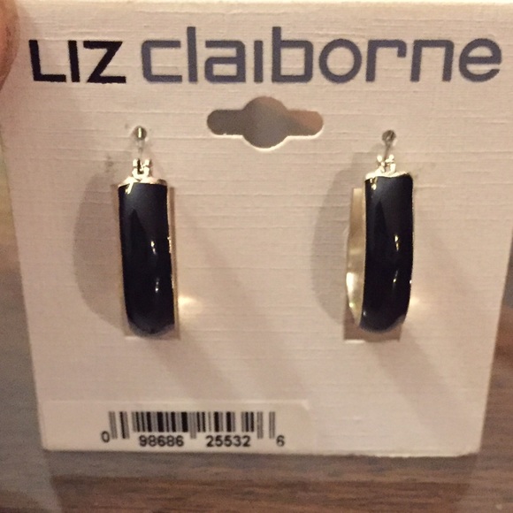 Liz Claiborne black & Gold Hoop earrings ⭐️️