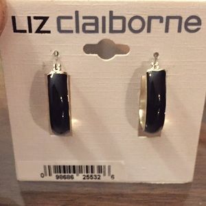 Liz Claiborne black & Gold Hoop earrings ⭐️️