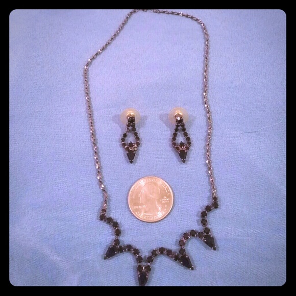 Dressy shiney black necklace and earrings