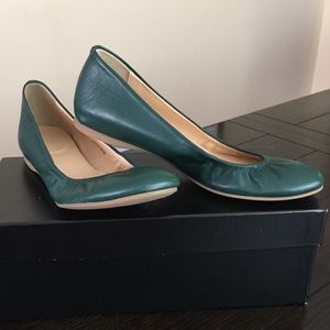 J.Crew Cecelia Leather Ballet Flats - Green