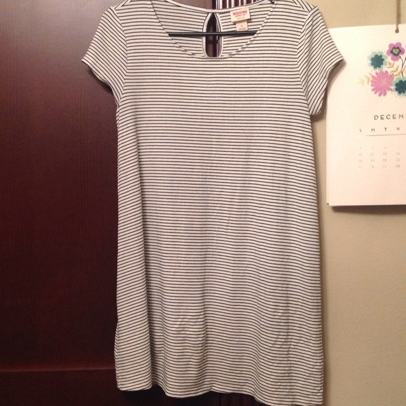 Black and white striped tee shirt dress