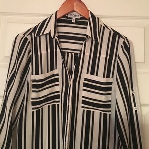 Black and white Express Portofino dress shirt