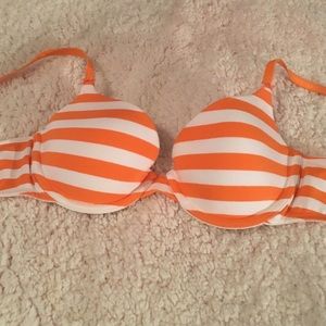 Orange and White Striped Victoria's Secret Bra