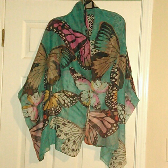 Sheer lightweight scarf with butterflies