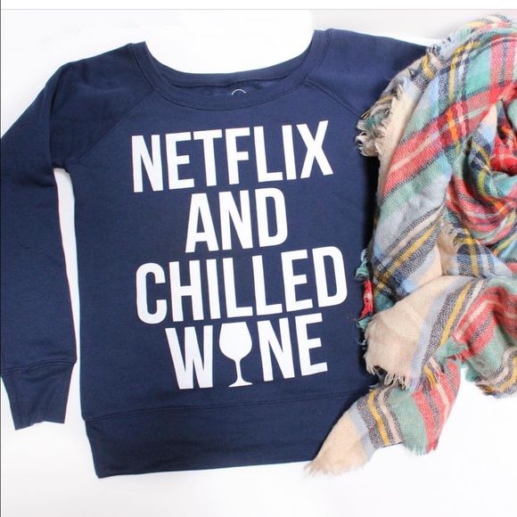 New: Netflix and Chilled Wine Sweatshirt - Picture 1 of 3