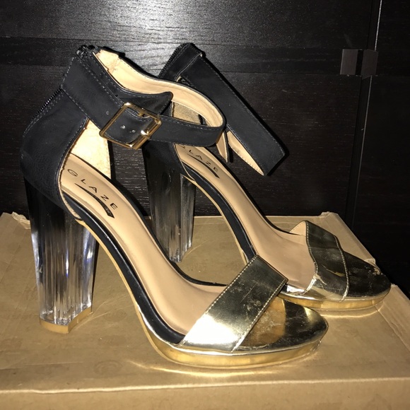 Gorgeous Blk/Gold Heel Sandals! Size 7