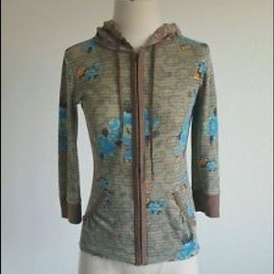 💐FREE PEOPLE Floral Waffle Weave  Zip-Up Hoodie