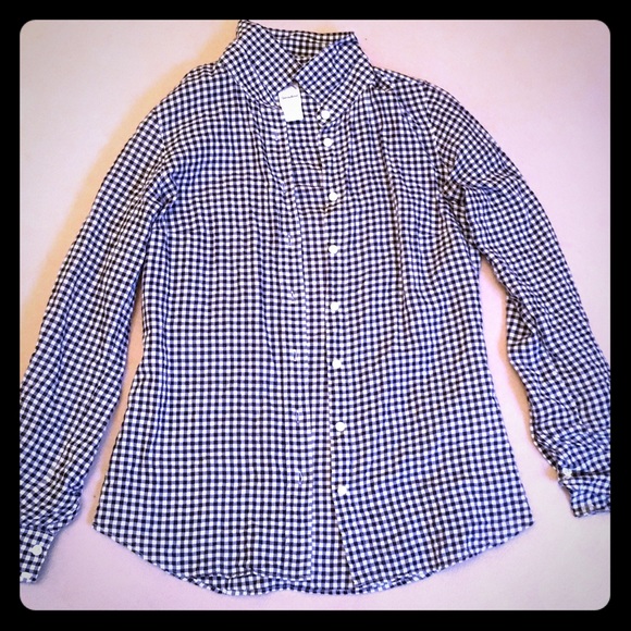 J Crew gingham crinkle shirt