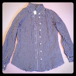 J Crew gingham crinkle shirt
