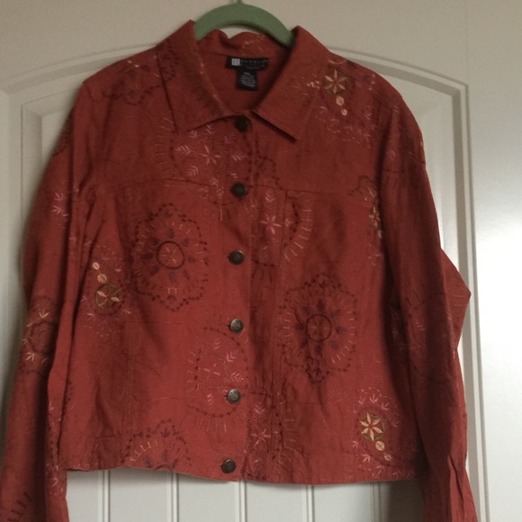 Long sleeve jacket. Rusty brick orange.