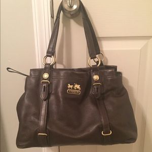 Dark brown all leather coach purse