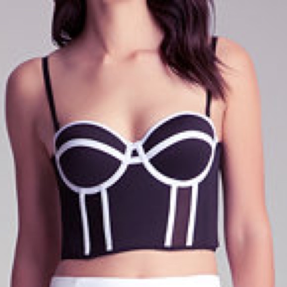 Bebe black and white corset top