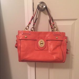 Salmon leather coach purse