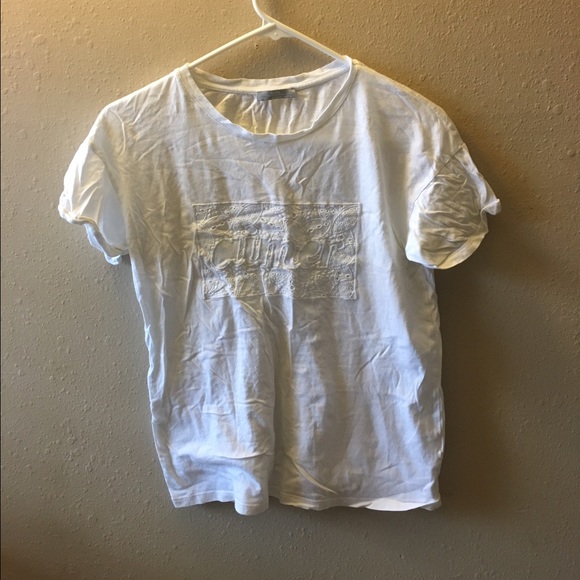 ZARA white tee with cute lace detailing - Picture 1 of 3