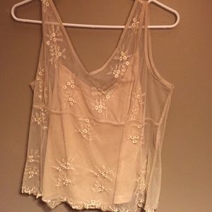 Beige Cami with sexy lace overlay! Dressy or casua