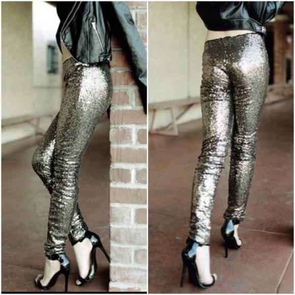 Gold sequin leggings