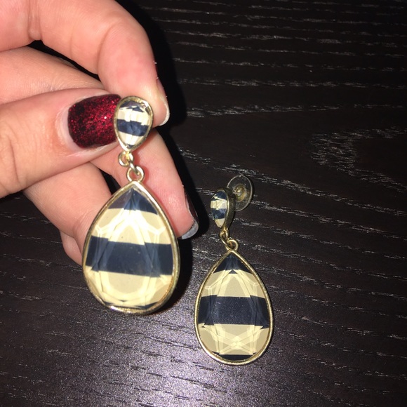 Blue and white stripped earrings