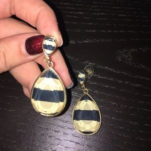 Blue and white stripped earrings