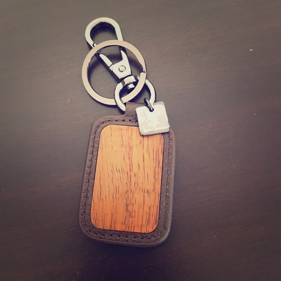 Koa and Leather key ring