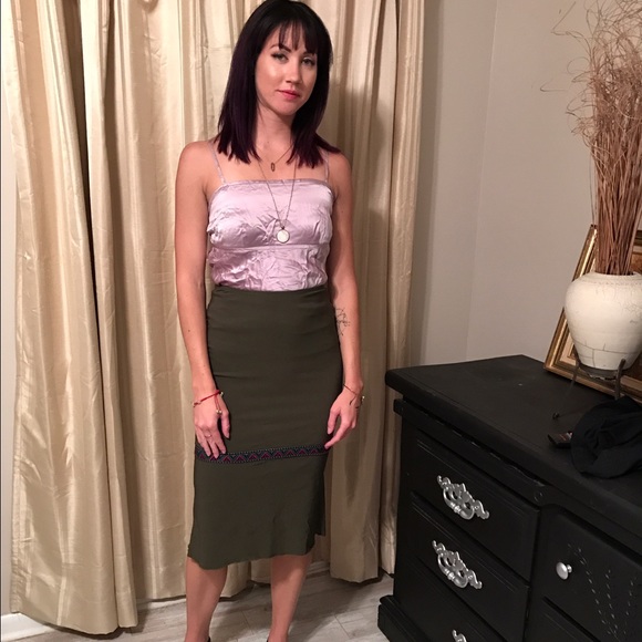 Urban outfitters olive midi skirt