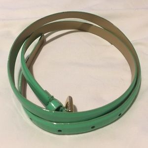 Mint green patent leather belt