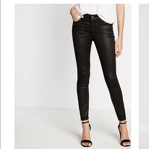 EXPRESS Mid Rise Moto Coated Ankle Jean Legging