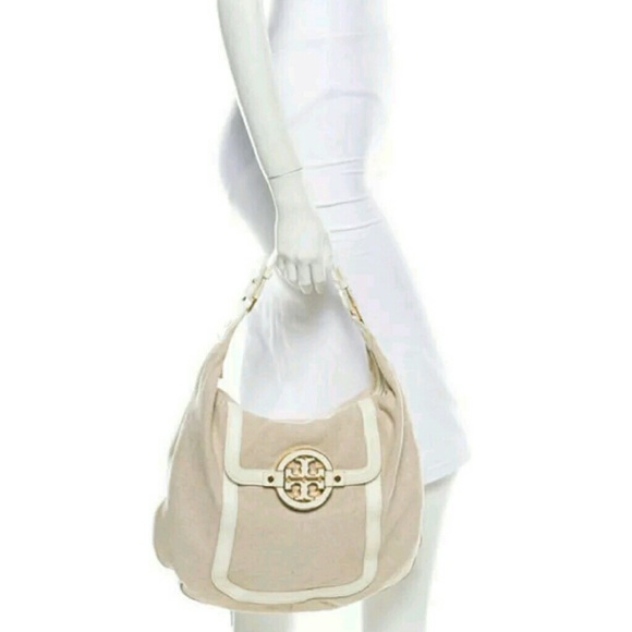 Tory Burch Amanda Flat Hobo Canvas Shoulder Bag