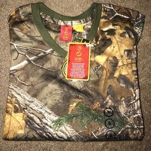 Long sleeve camouflage shirt.