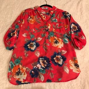 Coral Floral Blouse