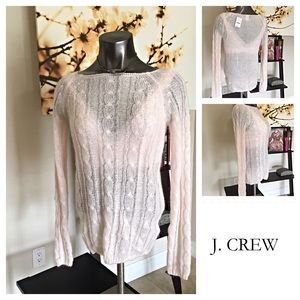 J Crew Baby Pink Semi Sheer Mohair Blend Sweater