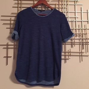 Blue Top with Cuffed Sleeves