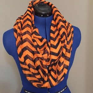 Orange & Black Chevron Pattern Infinity Scarf