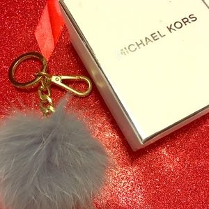 Michael Kors pale blue fox fur Pom Pom bag charm