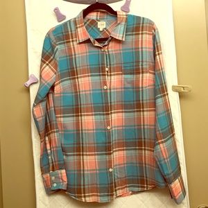 Pink and Blue Plaid J. Crew Button Down Shirt