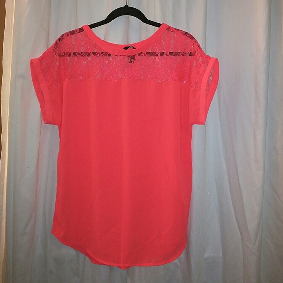 Bright coral shirt, great with jeans!