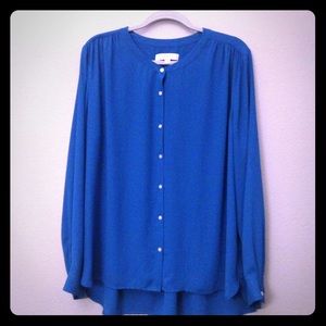 Loft sheer electric blue blouse